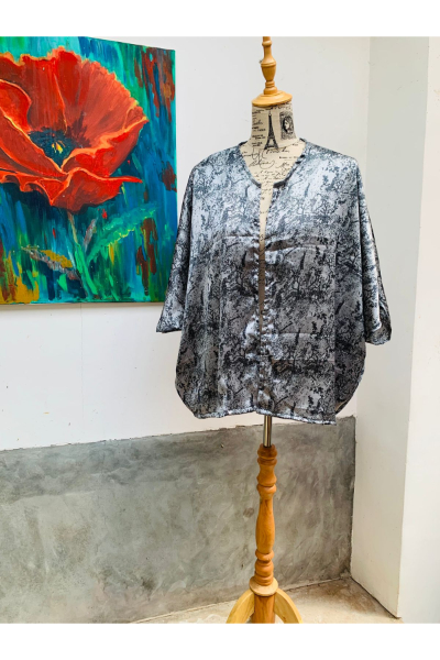 Grey Silk Kimono - Shadow (E92)